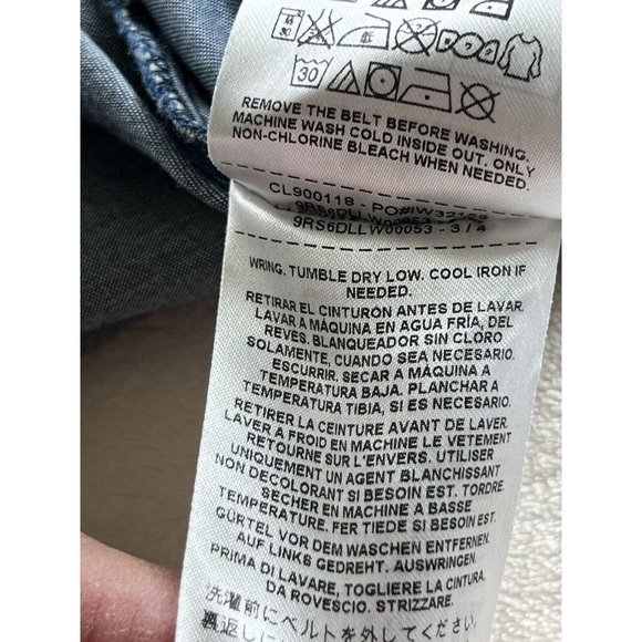 Guess Womens Button Down Roll Tab Sleeves Blue 100% Cotton Midi Dress Size Small - Picture 14 of 16